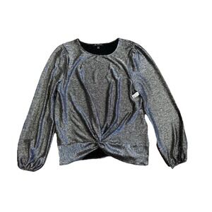 INC Womens Silver Top NWT Dressy Top Twist Top Long Sleeves XXL